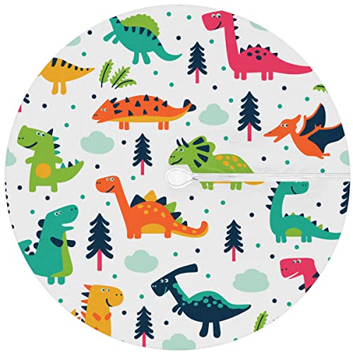 Yzrwebo Cartoon Dinosaur Round Fitted Outdoor Tablecloth With Umbrella Hole And Zipper Dinosaur Print Elastic Edged Table Cover Waterproof Stain Resistant Fits Tables Up To 45"-56" Diameter For Patio #TOP5