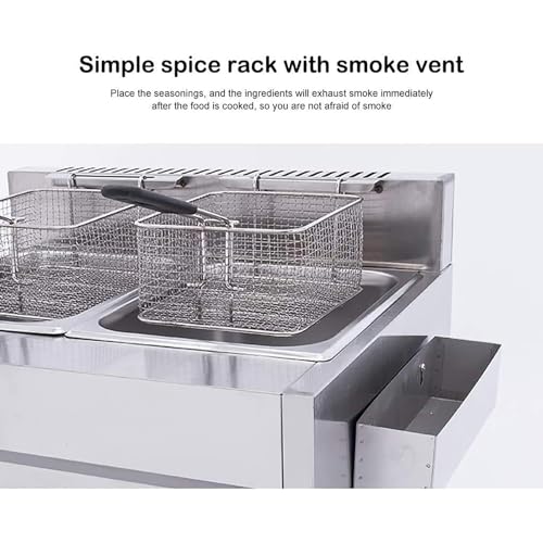 Kommerzielle Gas-Fritteuse, 20-Liter-Arbeitsplattenkorb, Edelstahl-Fritteuse, Restaurant-Home-Frites-Chips mit Gewürztrog, für Restaurant-Café-Hausküche – Bild 5