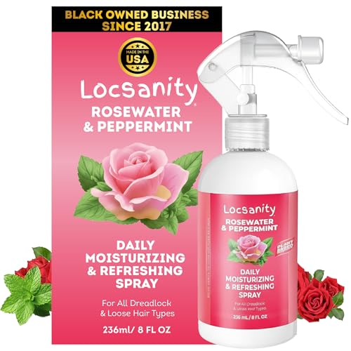 Loc Spray - Locsanity Daily Moisturizing Rosewater & Peppermint Spray for Locs, Dreadlocks -...