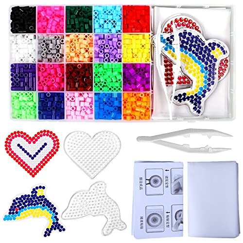 Planchar Cuentas 2000 Piezas Perlas Creativas Planchar 20 Colores Cuentas Niños Craft Beads Perlas De Fusibles De Colores Con Tablero De Clavijas Y Patrones Para Manualidades Creativas De Bricolaje Cover