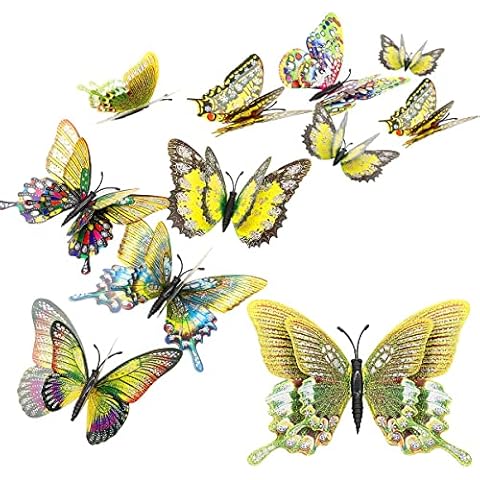CattleyaHQ 8-Piece Magnetic Butterfly Wall Decals Cover