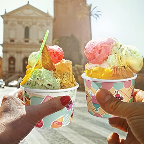 CIEOVO 48 Packs 8 oz Ice Cream Party Paper Ice Cream Cups Disposable Ice Cream Bowls Snack Cups Containers Dessert Soup Bowls for Summer Ice Cream Themed Birthday Wedding Baby Shower Party Decoration