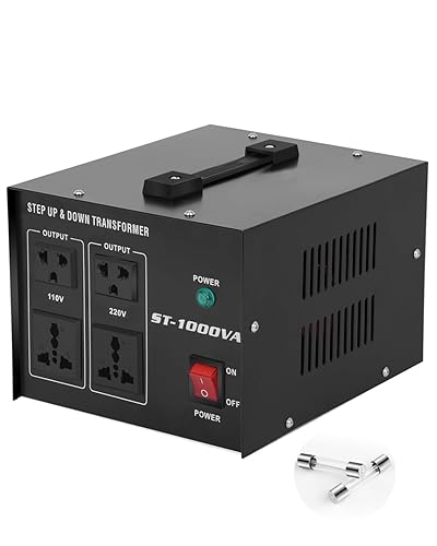 Convertidor de voltaje Transformador 1000w Step UpDown Convertidor de potencia AC 110V220V con dos fusibles de repuesto Salida universal Hogar