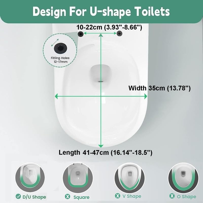 White D-Shaped Soft Close Toilet Seat with Quick Release, Easy Clean PP Material, 350 x 440mm