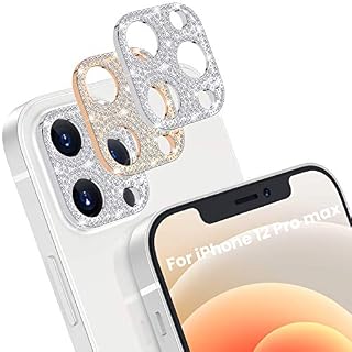 [2 Pack] Goton for iPhone 12 Pro Max Camera Lens Protector, Bling Glitter Diamond Metal Lens Protective Decoration Cover for iPhone 12 Pro Max 6.7inch (Silver+Rose Gold)