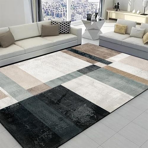 Tapis géométrique moderne couleur claire pour cocooning salon - 2