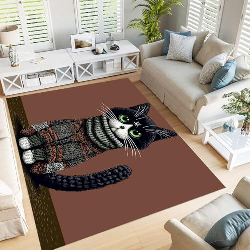 Tapis lavable antidérapant résistant pour terrasse cuisine motif chat