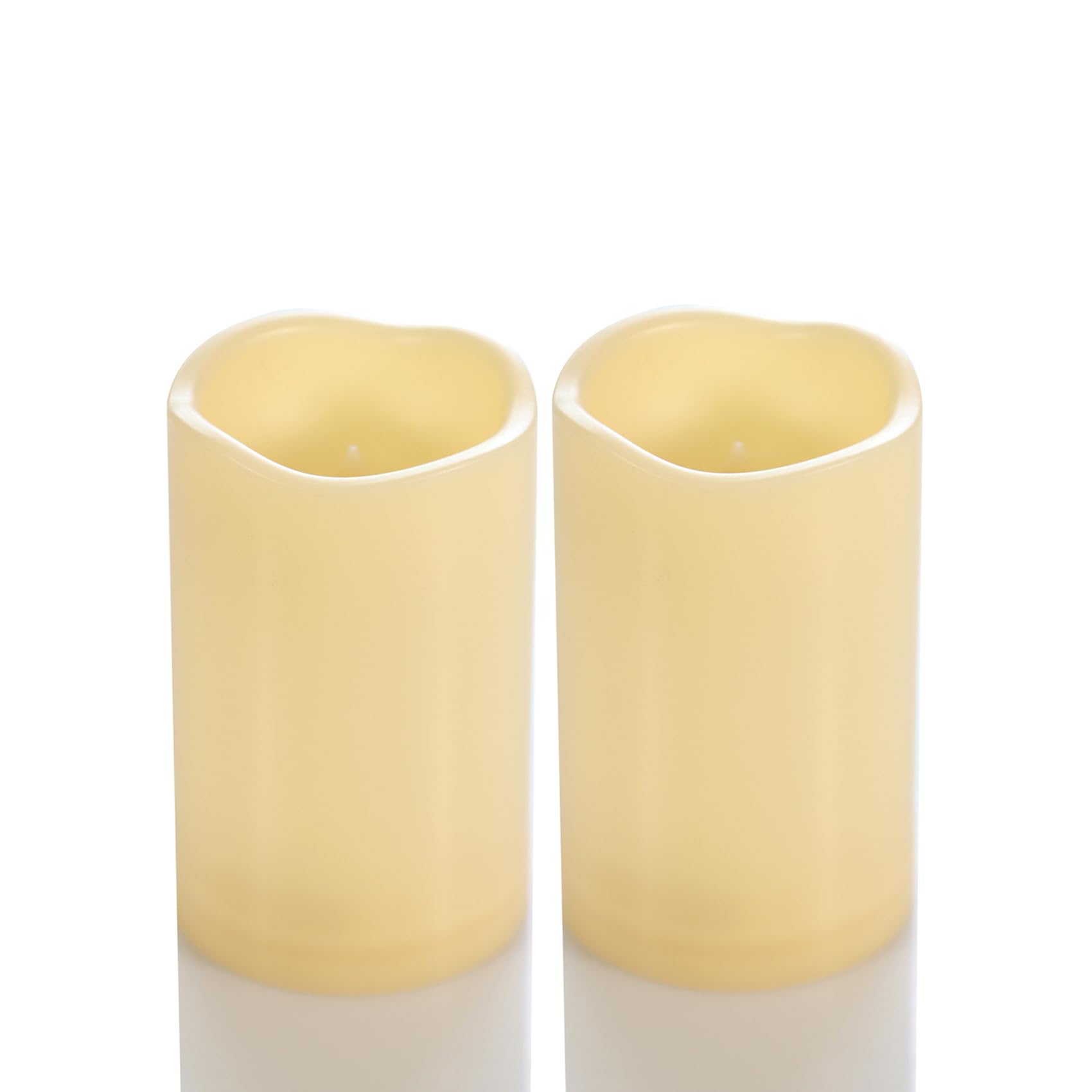 Qinc 5’’ Outdoor Battery Operated Flameless Candles 2 Pack Flicking Pillar LED Candles with Timer Waterproof Plastic Electric Decorative Lights for Lantern Patio Garden Home Decor Party Wedding 3 x 5 inch