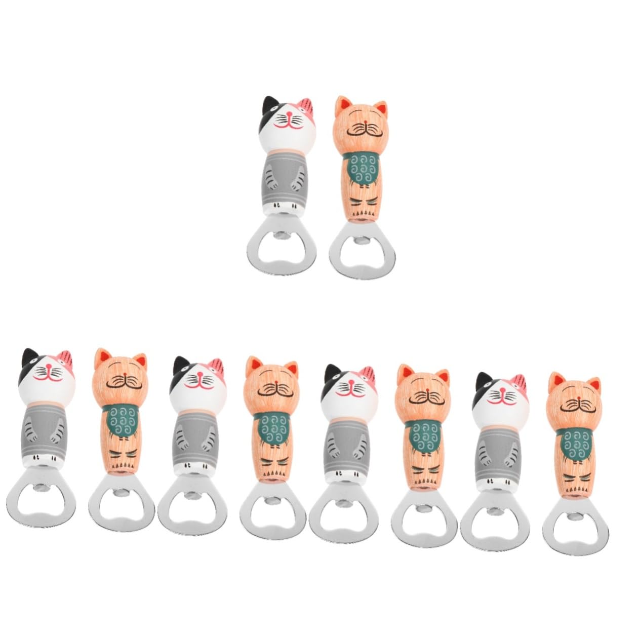 Amosfun 10 Piezas abrebotellas de gato de madera nevera pegatinas imán opener abridor de botellas de montaje en nevera kawavy cerveza etiqueta engomada del abrebotellas etiqueta de madera