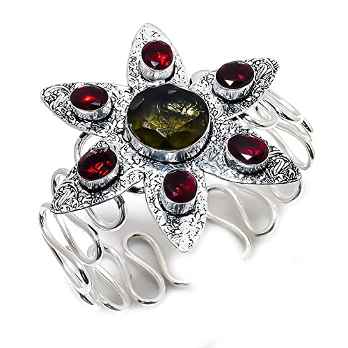Bracelet topaze fumée et grenat réglable pour sublimer vos tenues de bureau et de soirée