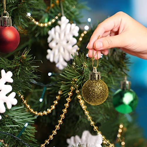 delka 36-pack Christmas Baubles for Tree Decorations, Shatterproof Matte & Glitter Ornaments for Christmas Decorations (Red, Green and Gold)