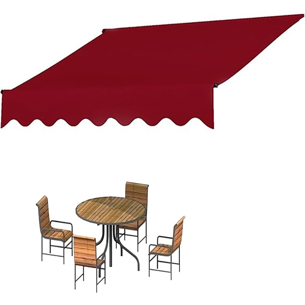 Auvent en tissu imperméable et anti-UV rouge pour abri de terrasse manuel