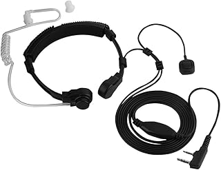 Throat Shock Headphone, Smart Wire-controlled PTT Ear Airway Throat Earpiece Ergonomically Throat Mic Air Tube Headset for UV-5R BF-888S