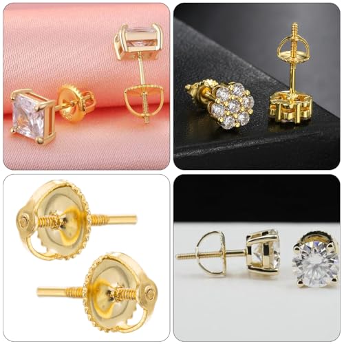 Beebeecraft 1 Box 30Pcs Screw Earring Backs 18K Gold Plated Brass Metal Screw On Earring Back Replacement Locking fit for 21 Gauge Threaded Post Diamond Stud by Beebeecraft - Image 7