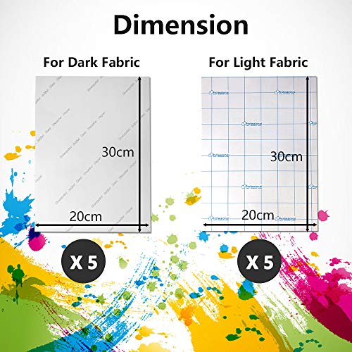 20 Thermal Transfert Papiers non-Cotton T-Shirt Jet à Repasser Feuille