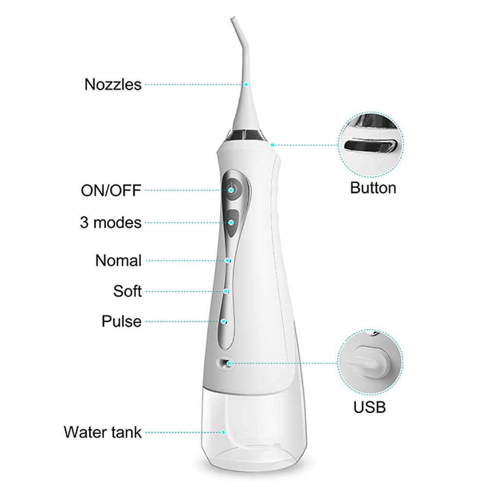 Irrigador bucal portátil de viaje, irrigador bucal de agua, aleta oral, recargable, irrigador dental de viaje inalámbrico