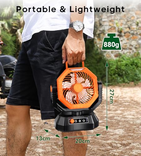 Ventilateur de camping rechargeable 20000mAh avec télécommande et crochet