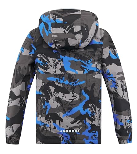 Image of Boys Girls Rain Jackets Waterproof Hooded Fleece Raincoats Lightweight Windbreakers for Kids
