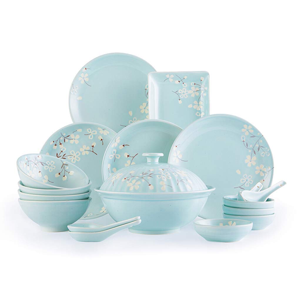 Buy Creativity Ceramics Dinner Sets, Plate//Soup Pot 18 Pieces Blue