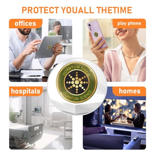 Image of 6 Pcs Protection Cell Phone Stickers 99% Effective Protector Cell & Smart Phones /Laptops /Tablets /TV /Monitors - All Devices Brown Cyan, JA-04