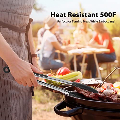 Serving Tongs Kitchen Tongs - Heat Resistant, Premium Stainless Steel Locking Cooking Tongs with Silicone Tips, Non-Slip Food Tongs for Cooking, Heavy Duty, Non-Stick (22 CM(4 Pack)) - Image 6