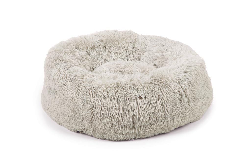 Lit pour chien rond peluche gris clair Beeztees Yali 70 cm panier canin confortable