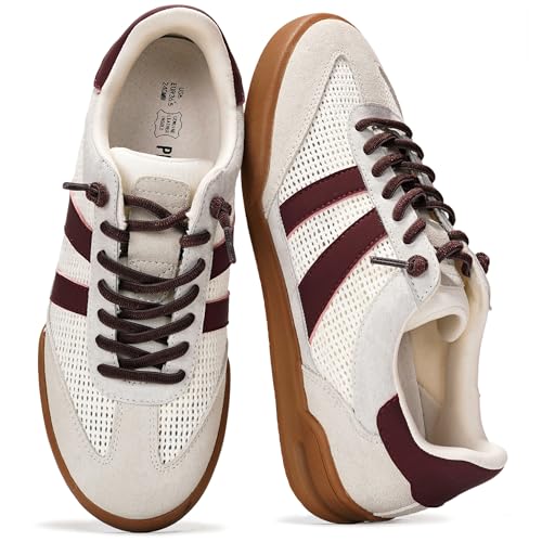 Project Cloud 100% Genuine Leather Casual Sneakers for Women - Memory Foam Insoles - Womens Shoes & Lightweight Women's Fashion Sneakers - Slip On Shoes for Women Footwear (Verdy,BURGSU,8)