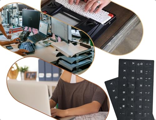 Emezddo 4 Stück Tastaturaufkleber Deutsch,Mattiert Klebebuchstaben,Deutscher Tastatur Ersatztasten Selbstklebend Universal für Computer,Laptop,PC Zubehör(Schwarz)
