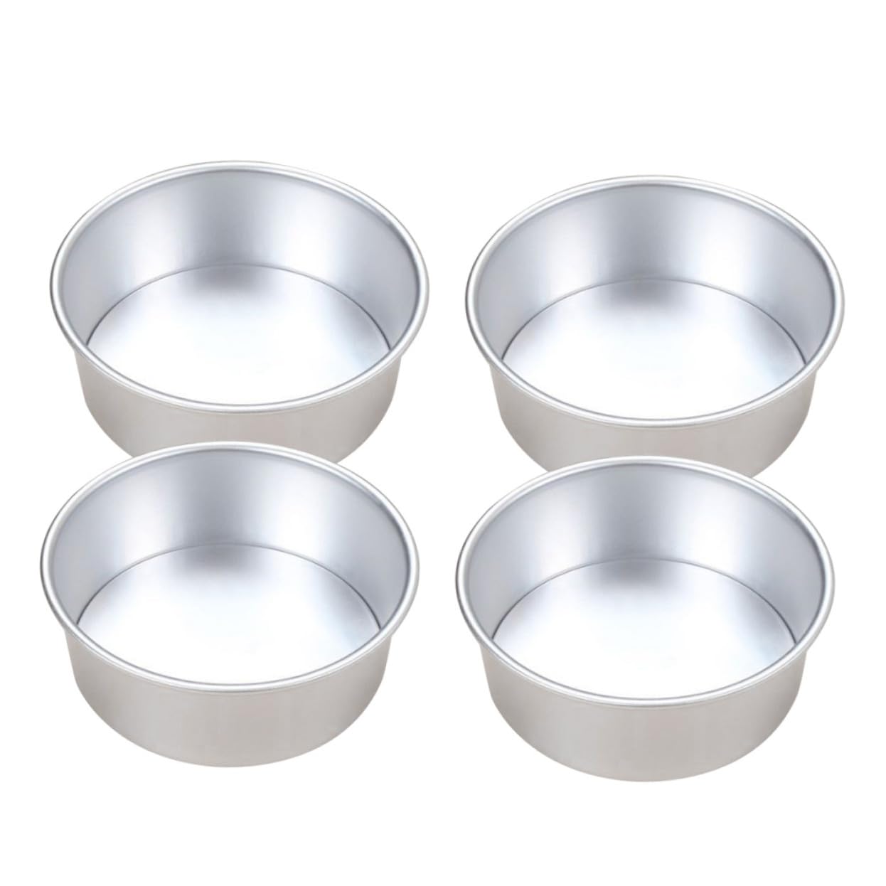 Molde 6 Pulgadas para Pastel Redondo de Aleación de Aluminio 4 Piezas | Plata, Fondo Extraíble y Antiadherente, para Frutas y Postres, Fácil Desmolde