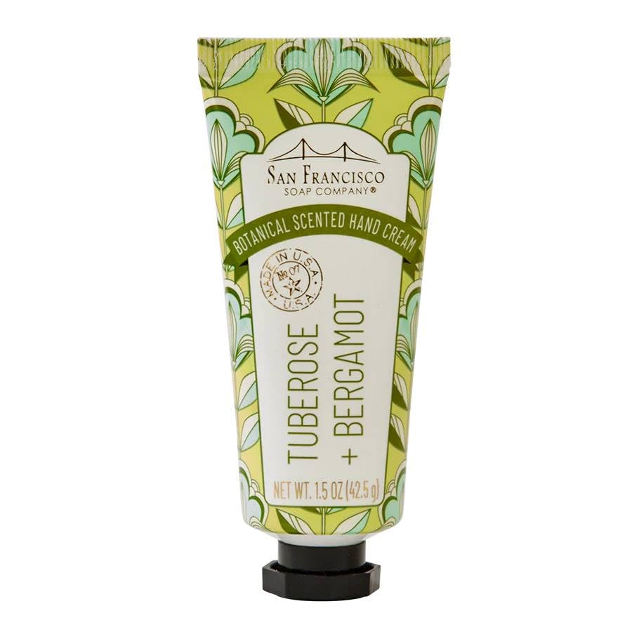 San Francisco Soap Company Botanical Hand Cream - Tuberose & Bergamot (1.5 Ounce) | Ultra Moisturizing with Shea Butter & Essential Oils | Hydrating Hand Lotion for Dry Skin |