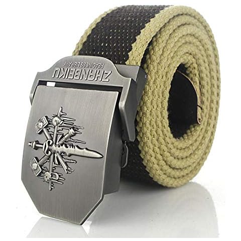 WOFDDH Canvas Belt, Men And Women Canvas Web Belt Fashion Vintage Skull Metal Buckle Belt Cover