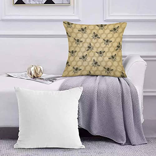Bedding Fundas de Almohada,Tema de Apicultura ecológica Células de Panal e ilustración de Siluetas de ,Almohada cómodo Sofá rectángulo Funda de Cojín Decoración para El Hogar50x50cm
