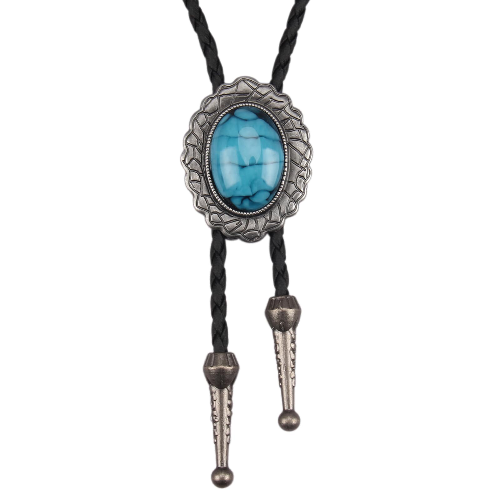 GelConnie Native American Bolo Tie Rodeo Cowboy Leather Necktie Western Necklace Costume Accessories for Men,Women
