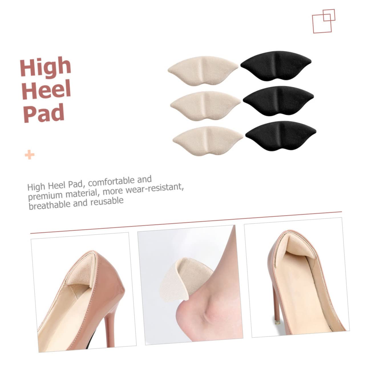 Paare High Heels Fersenaufkleber Hacke Fersenpolster Absatzpolstereinsätze Damen Ferseneinsätze Fersenschutz Fersengriffe Einlegesohlen Wildleder Schuh Fräulein Weicher Mund