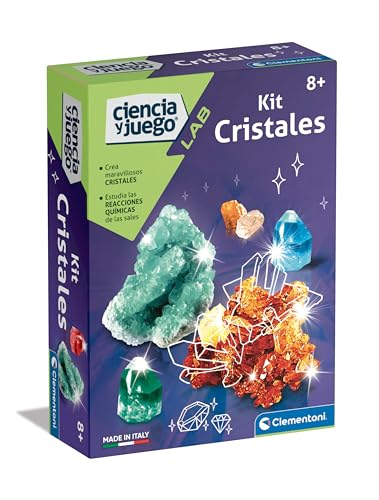 Clementoni Kit Cristales 55533 Juego científico y Educativo para Crear Tus Propios Cristales de una Forma rápida, Segura y Divertida. Juguete en español, a Partir de 8 años.