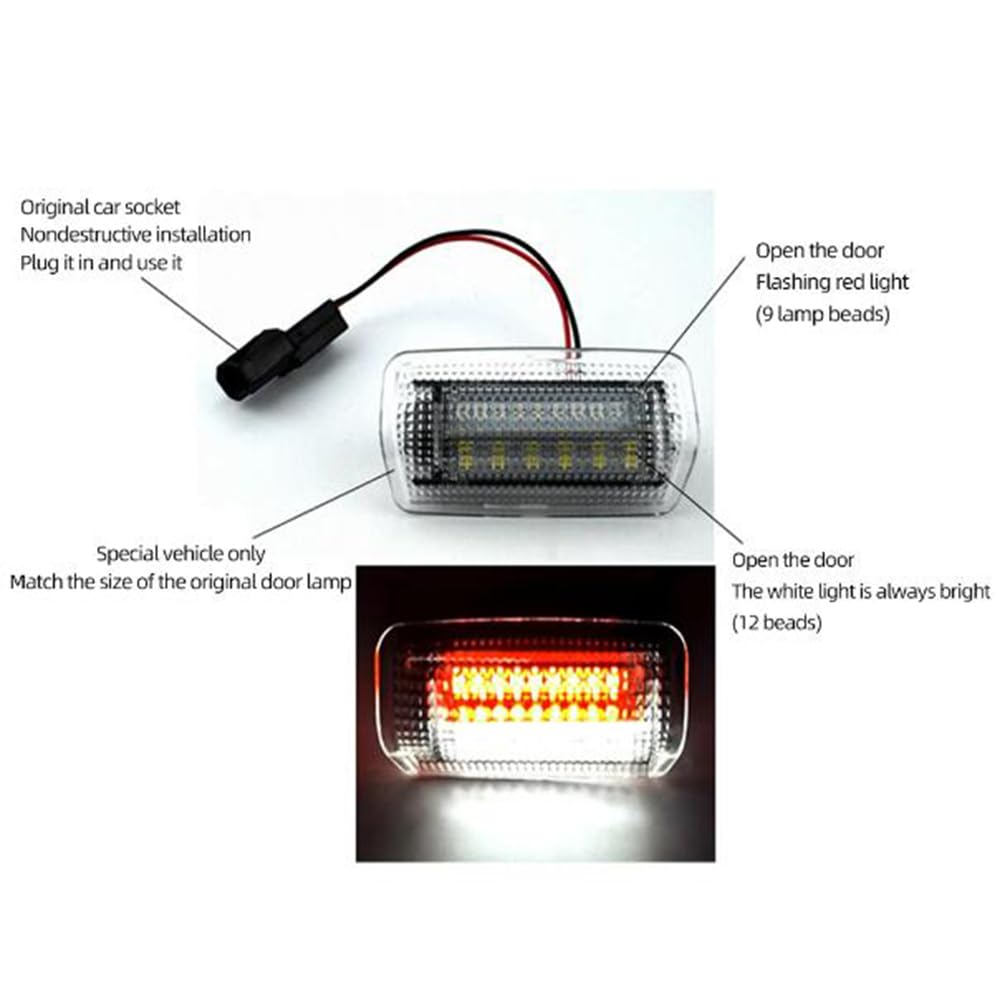 BAKUGO 2 Pièces LED Courtoisie Porte Lumière pour Toyota Land Cruiser 200 Série 150 Série Prado MK4 J150 2007 pour Lexus ES240 IS250
