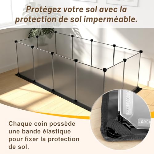 Enclos modulable chaton et gerbille avec tapis étanche de 122x60cm - 4