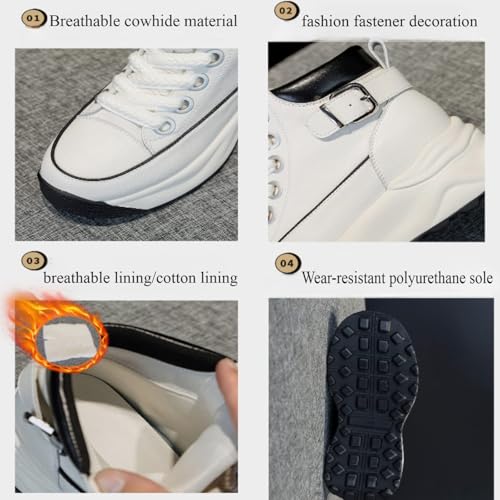 Women's Platform Height Increasing Sneakers,Stylish Comfortable Hidden Height Increase Leather Upper Casual Platform Shoes.4