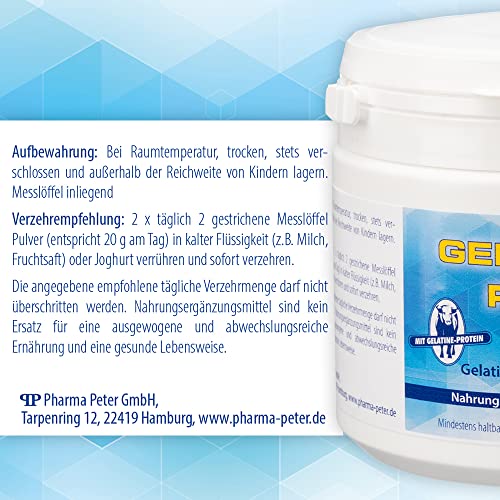 Pharma-Peter GELATINE Rind Pulver Dose, mit 100% hochwertigem Eiweiß, HALAL, 250 g