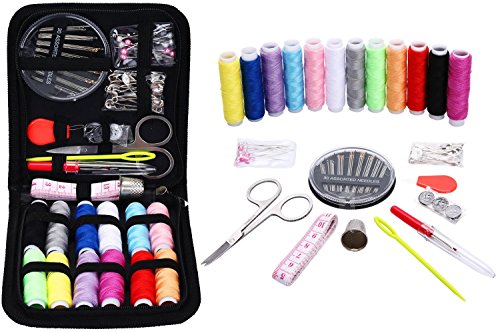 Sewing Kit for Travel,Mini sew kits supplies with 74 Portable Basic Sewing Accessories & 12 Color Spools of Thread for Beginners,Traveller,Emergency,Family starter to Mending and Repair