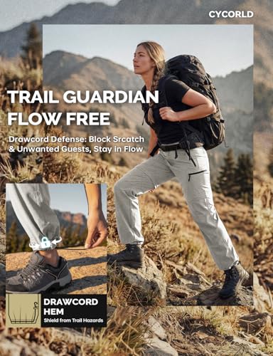 Image of Cycorld Women's-Hiking-Pants-Convertible Quick-Dry-Stretch-Lightweight Zip-Off Outdoor Pants with 5 Deep Pockets