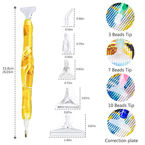 Oyearts 5D Diamond Painting Pens Kits, Diy Handmade Resin Drill Picker Tool For Diamond Painting, Cross, Stitch, And Nail Art（Yellow） #TOP2