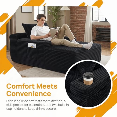 Trygoal 65" Oversized Boneless Chaise Lounge, Cloud, Black by Trygoal - Image 6