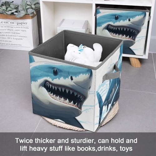 Bac de rangement requin bleu pliable de 27,6 cm pour étagère - 4