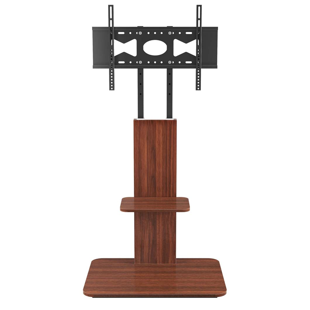 UNHO Supporto TV da Pavimento: Porta TV da Terra per Schermo 32-65 Pollici LED LCD Piedistallo TV con Staffa, 2 Ripiani in legno, Max VESA 600x400 mm, Fino a 40 kg