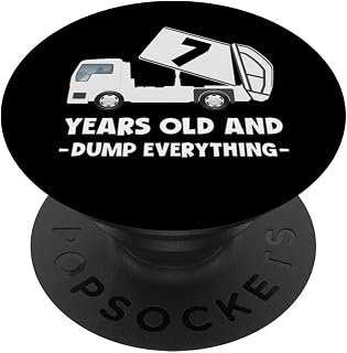 Garbage Truck 7 Years Old 7th Birthday Boy Funny Bday B-Day PopSockets Adhesive PopGrip