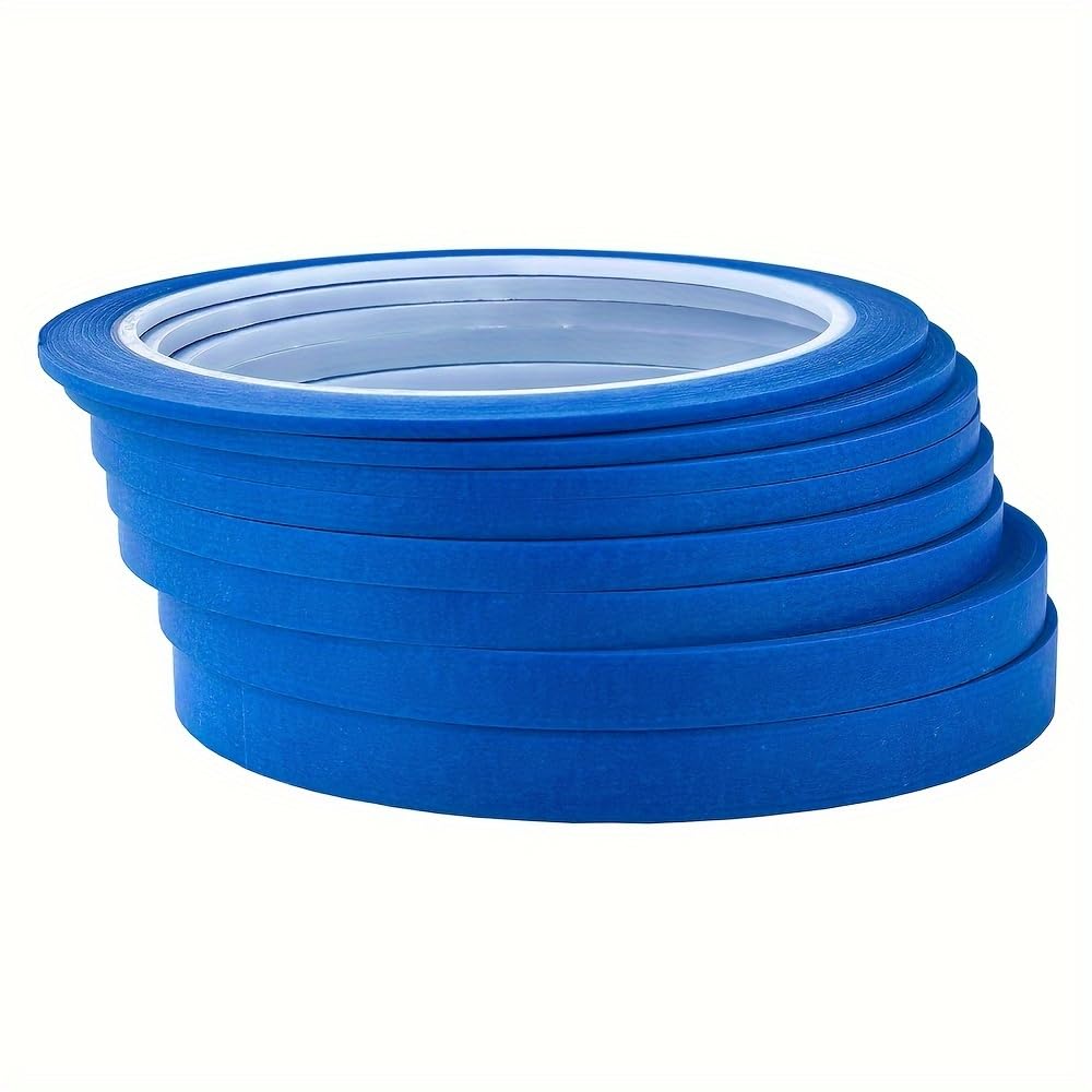 JINBING 8pcs Paper Masking Tape Pinstripe Tape for DIY Nail Arts Drawing Pattern Making Painters Tape 2mm - 10mm x 25m (Blue)