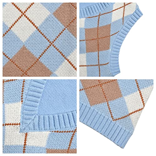 Image of Women's Sweater Vest,Y2K Sleeveless Pattern Preppy Style Knitted Crop Tank Top for Girl