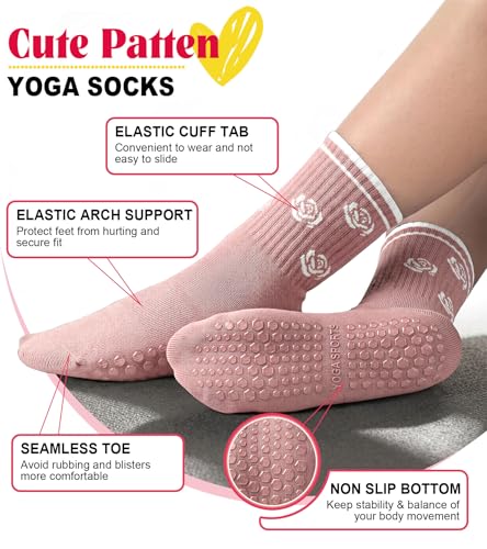 Image of yeuG Pilates Grip Socks for Women Yoga Slouch Socks with Grip for Barre Knee High Boot Socks Long Scrunch Slipper Socks