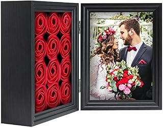 Wood Shadow Box Picture Frame for 4x6 Photos, Hinged Picture Frame Box